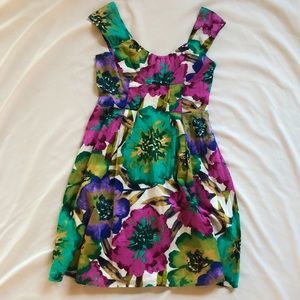 Calvin Klein cotton bright floral party dress